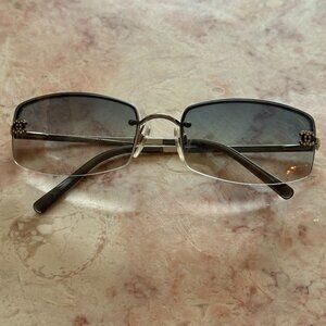 CHANEL Silver and Black Sunglasses